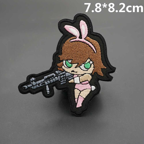 Cute 'Bunny Girl | Tactical Gun' Embroidered Patch