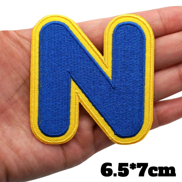 Big Letter N 'Yellow and Blue' Embroidered Patch