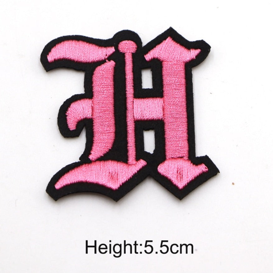 Gothic Font 'Letter H | Pink' Embroidered Patch