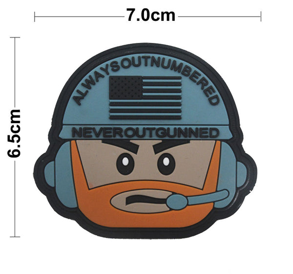 American Flag 'Always Outnumbered Never Outgunned' PVC Rubber Velcro Patch