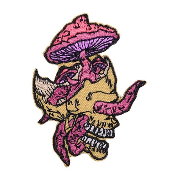 Mushroom Skull Embroidered Patch