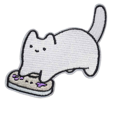 Cute Cat 'Playing Video Games' Embroidered Patch