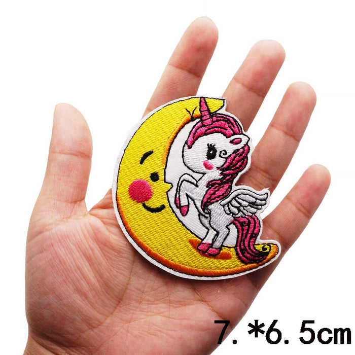 Cute 'Pink Unicorn On The Moon' Embroidered Patch