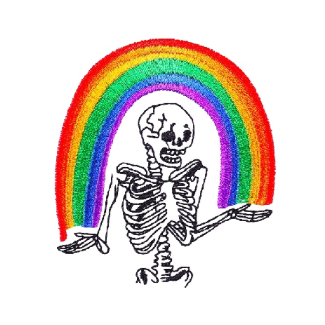 Skull 'Skeleton Under Rainbow' Embroidered Patch