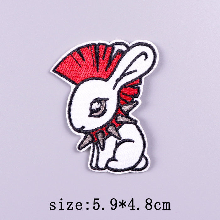 Cute 'Punk Bunny' Embroidered Velcro Patch