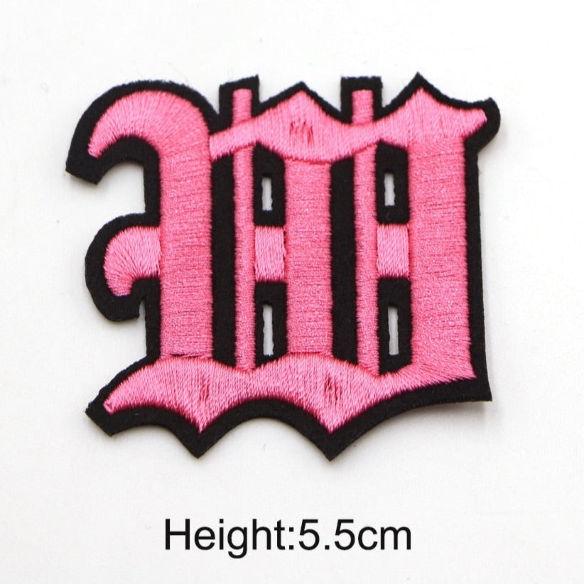 Gothic Font 'Letter W | Pink' Embroidered Patch