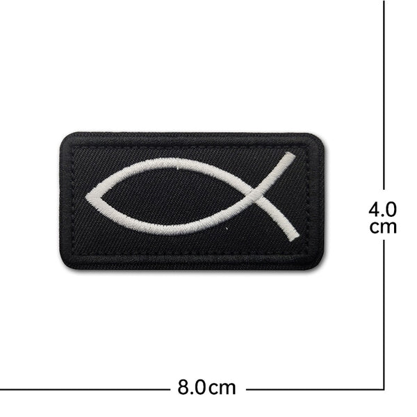 Ichthys Symbol Embroidered Velcro Patch