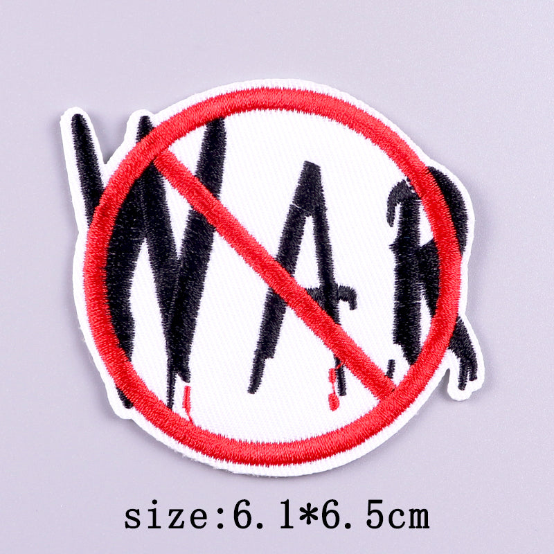 No War Symbol Embroidered Velcro Patch