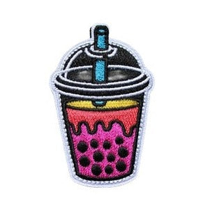 Drink 'Boba Milk Tea' Embroidered Velcro Patch