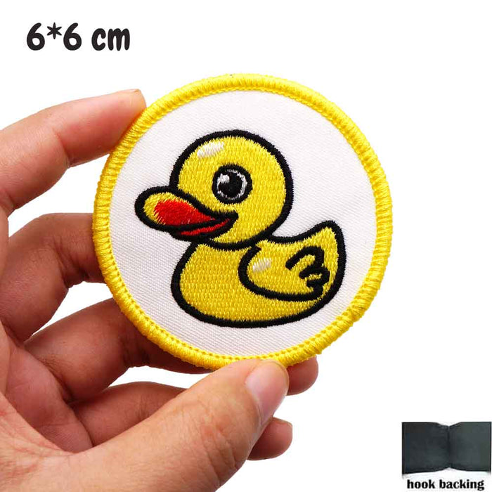 Cute 'Yellow Duck | Round' Embroidered Velcro Patch