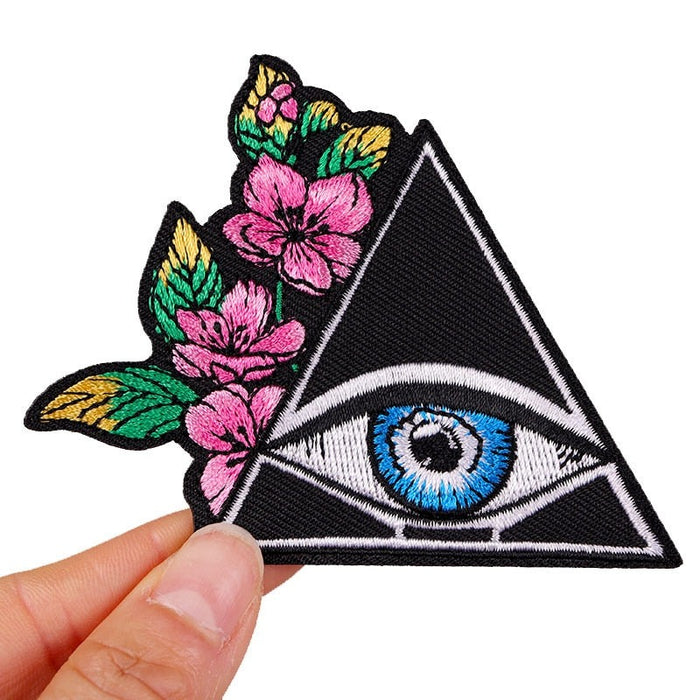Illuminati Triangle Eye 'Flowers' Embroidered Patch