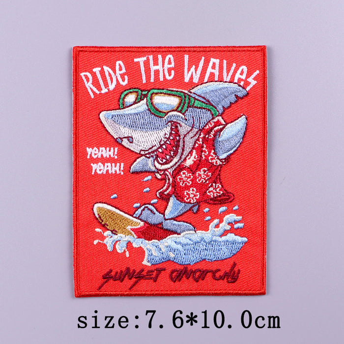 Cool Shark 'Surfing | Ride The Waves' Embroidered Patch