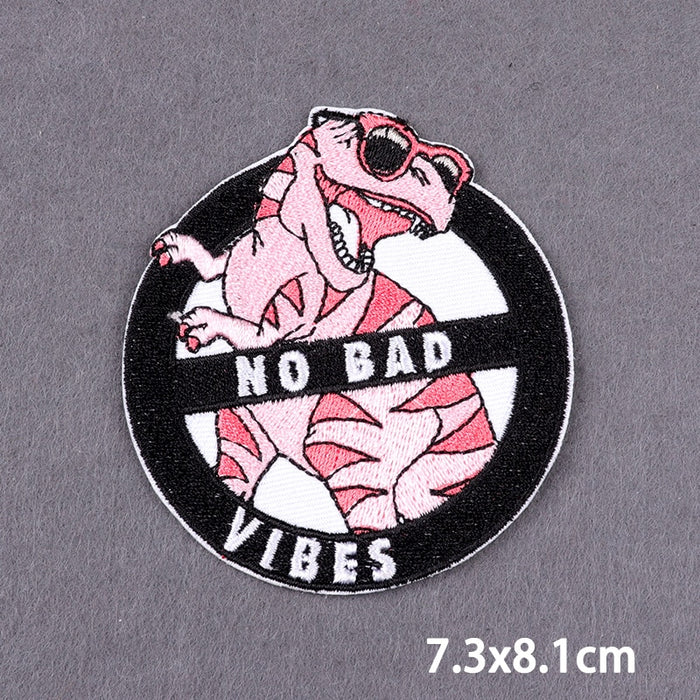 Dinosaur 'No Bad Vibes' Embroidered Patch