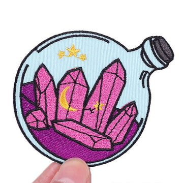 Cute 'Crystals In Potion Bottle | Stars And Moon' Embroidered Patch