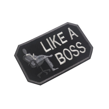 Like A Boss 'Man Sitting On Chair' Embroidered Velcro Patch