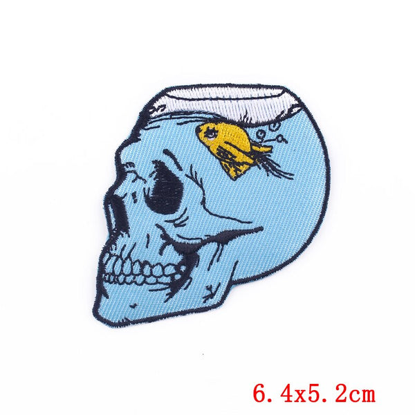 Skull Aquarium 'Gold Fish' Embroidered Patch