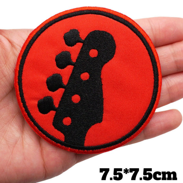 Guitar Headstock 'Four Tuning Pegs' Embroidered Patch