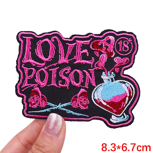 Love Poison 'Roses And Heart Bottle' Embroidered Patch