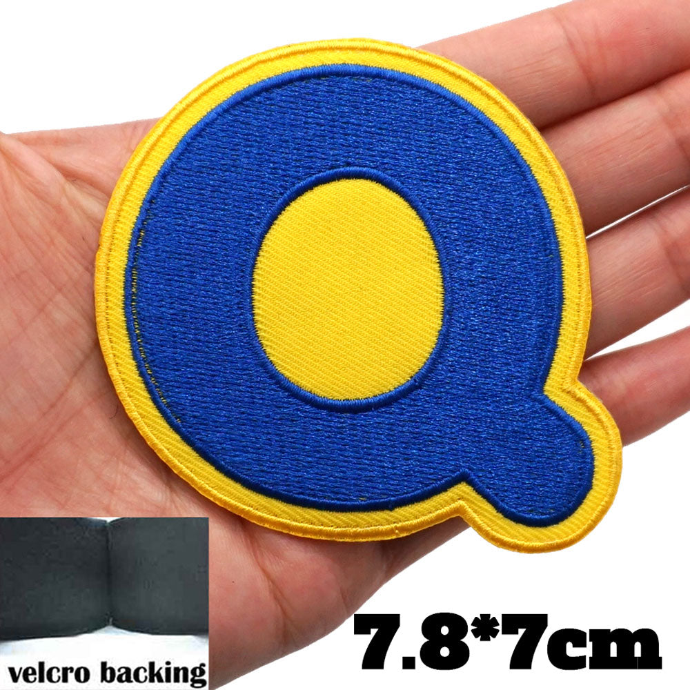 Big Letter Q 'Yellow and Blue' Embroidered Velcro Patch