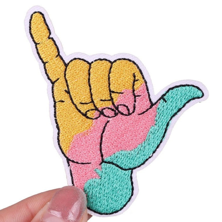 Tricolor 'Hang Loose | Hand Sign' Embroidered Patch