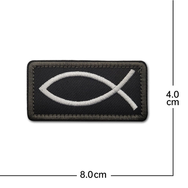 Ichthys Symbol Embroidered Velcro Patch