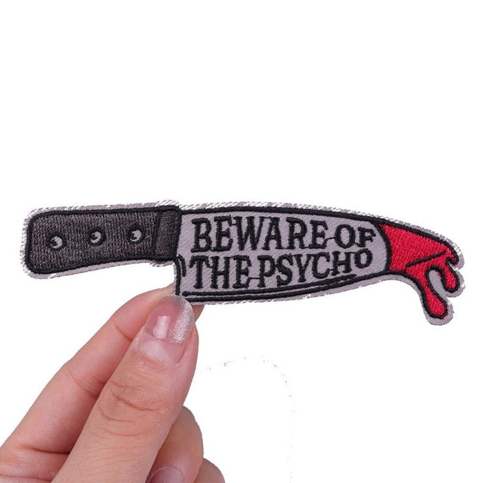 Horror 'Beware Of The Psycho | Bloody Knife' Embroidered Patch