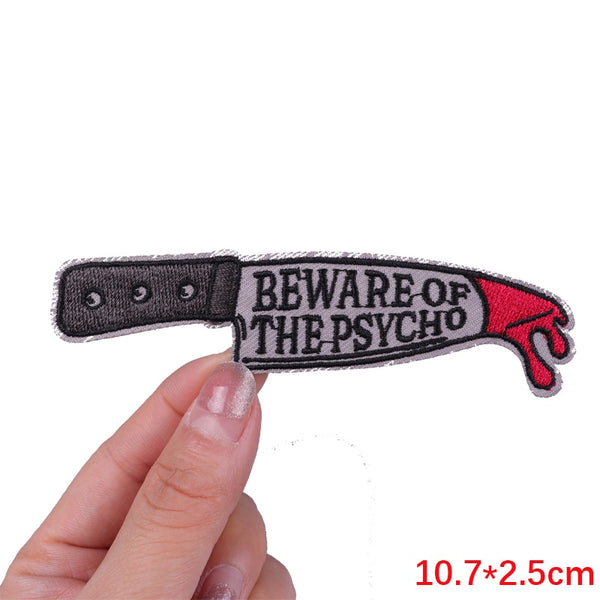 Horror 'Beware Of The Psycho | Bloody Knife' Embroidered Patch