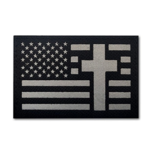 American Flag 'Cross' Embroidered Velcro Patch