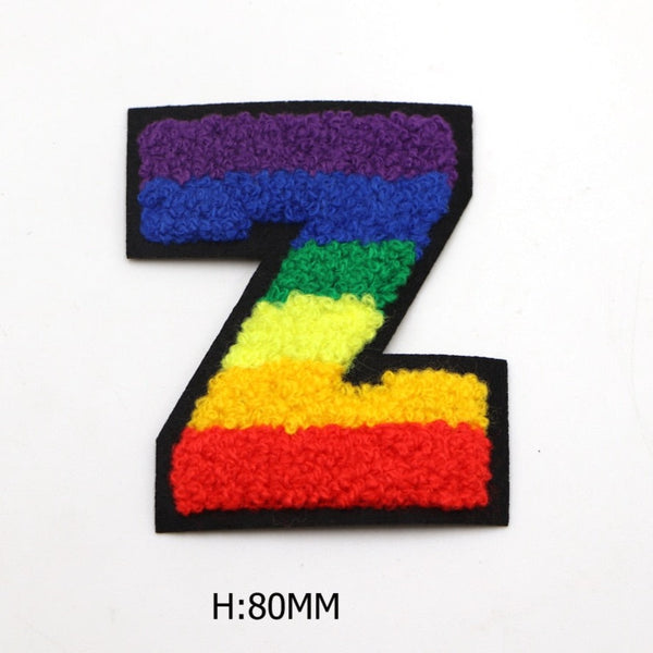 Rainbow Chenille 'Letter Z' Embroidered Patch