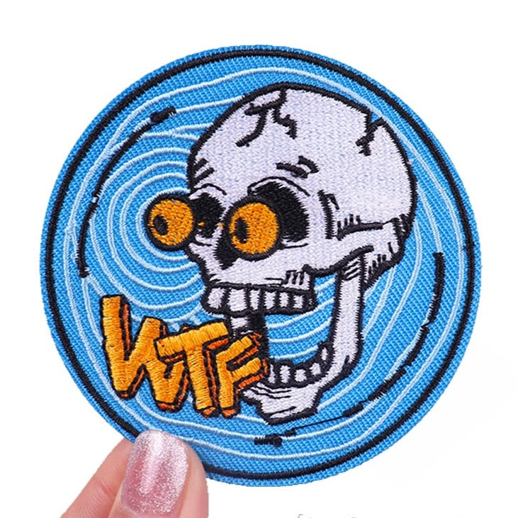 Skull 'WTF | Shocked Eyes' Embroidered Patch