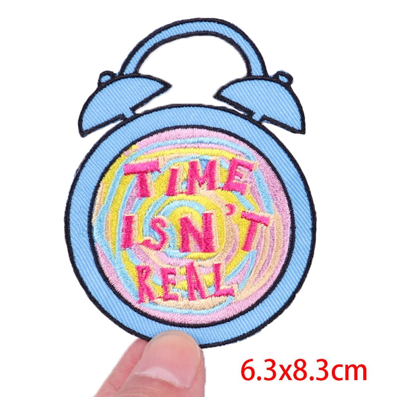 Cute 'Alarm Clock | Time Isn't Real' Embroidered Patch