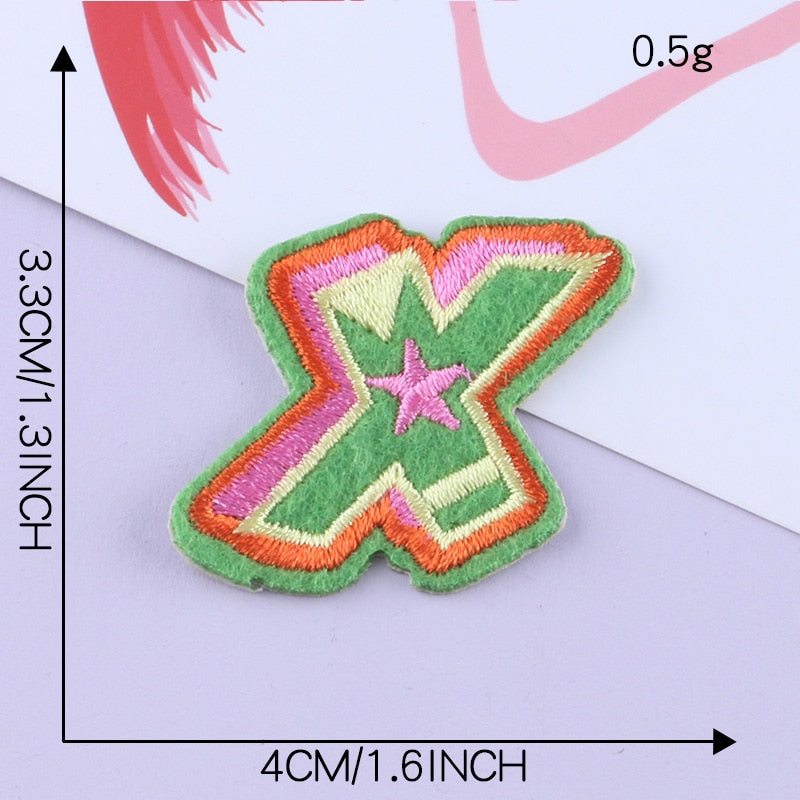 Cute Letter X 'Colorful' Embroidered Patch