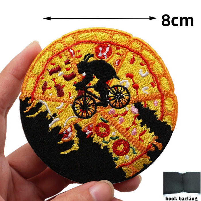 Pizza Moon 'Flying Bike' Embroidered Velcro Patch