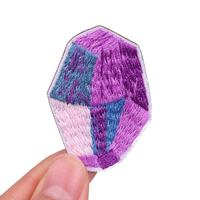 Cute 'Purple Crystal' Embroidered Patch
