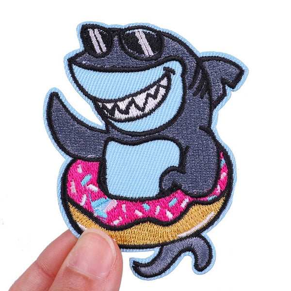 Cool 'Shark In A Donut | Sunglasses' Embroidered Patch