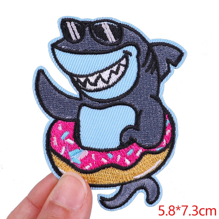 Cool 'Shark In A Donut | Sunglasses' Embroidered Patch