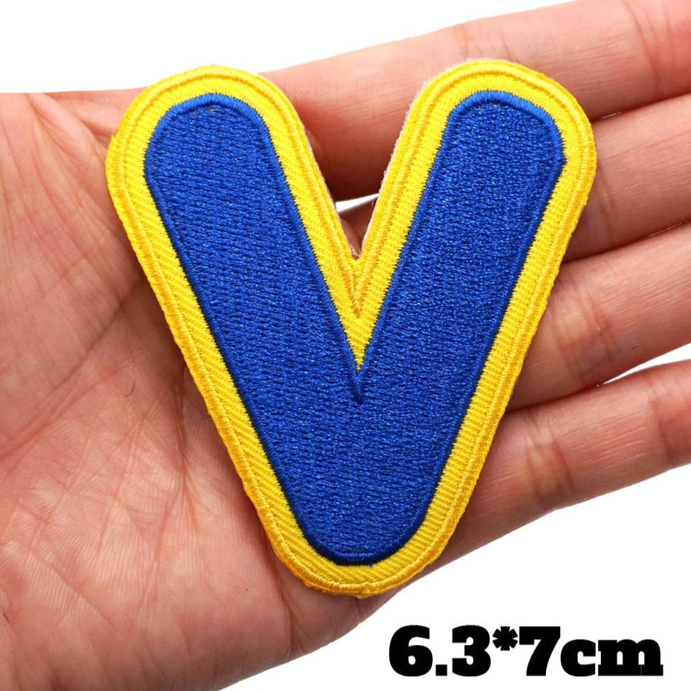 Big Letter V 'Yellow and Blue' Embroidered Patch