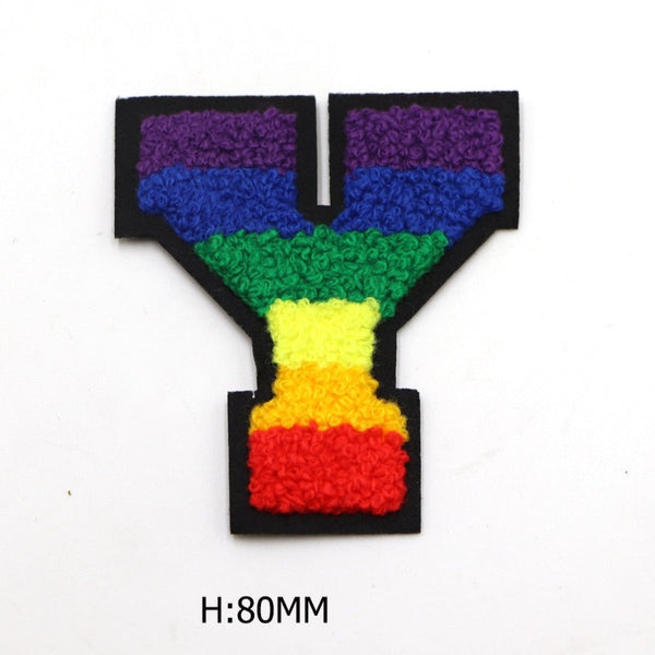 Rainbow Chenille 'Letter Y' Embroidered Patch