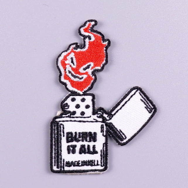 Lighter 'Burn It All | Evil Flame' Embroidered Velcro Patch