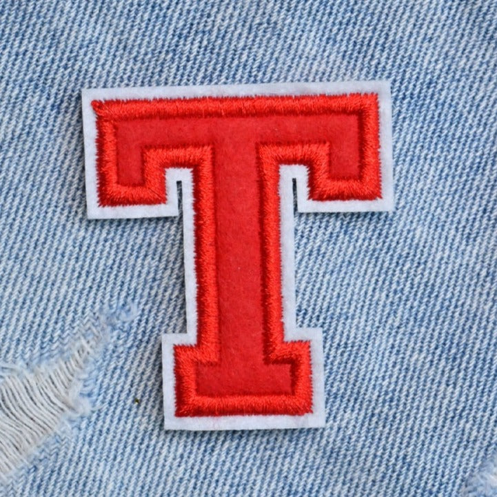 Letter T 'Red' Embroidered Patch