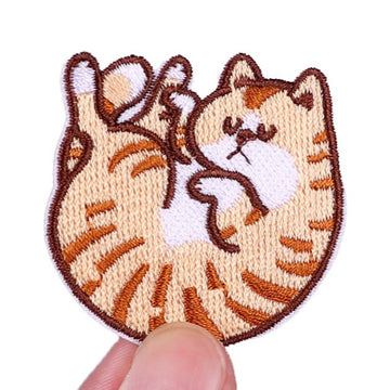 Orange Cat 'Curling' Embroidered Patch
