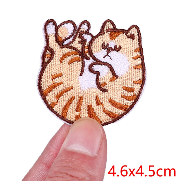 Orange Cat 'Curling' Embroidered Patch