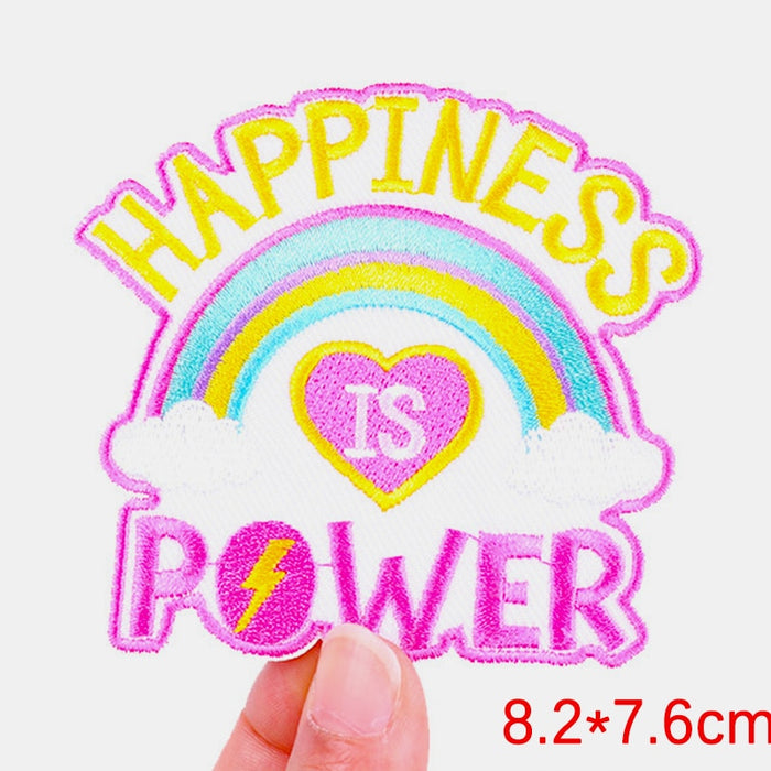Cute 'Happiness Is Power | Rainbow' Embroidered Patch