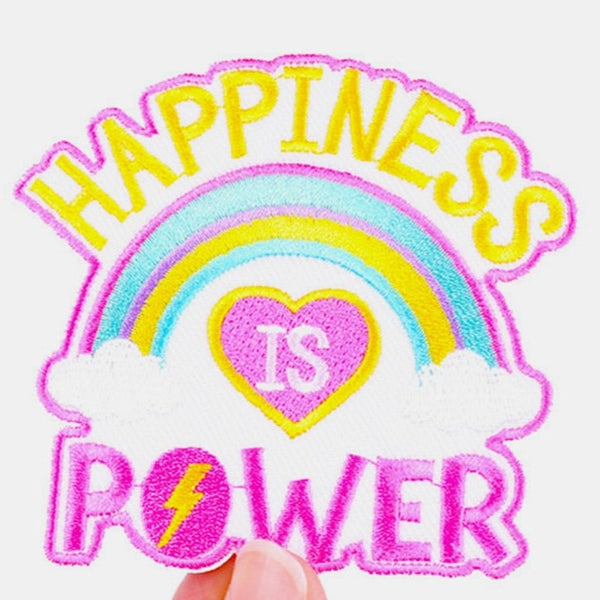 Cute 'Happiness Is Power | Rainbow' Embroidered Patch