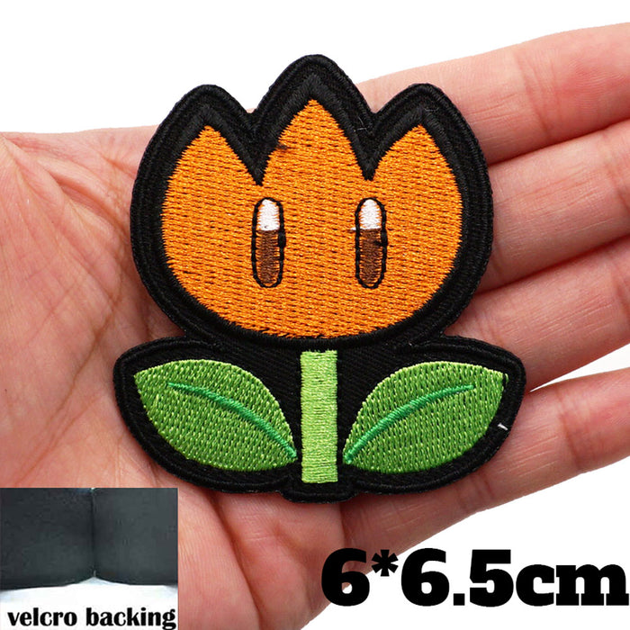 Super Mario Bros. 'Fire Flower | Orange Tulip-Like' Embroidered Velcro Patch