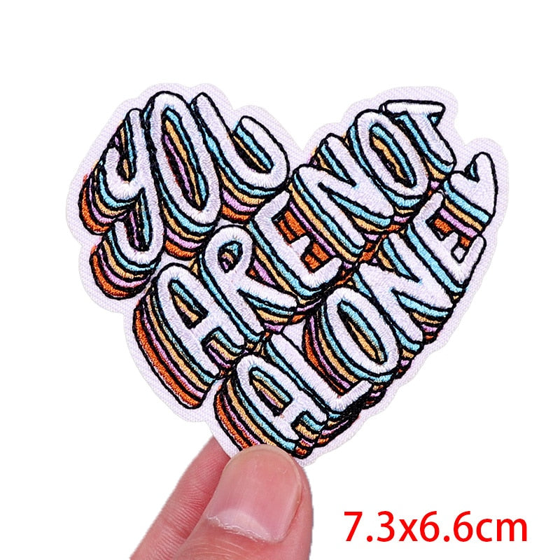 Colorful Stripes 'You Are Not Alone | Heart' Embroidered Patch