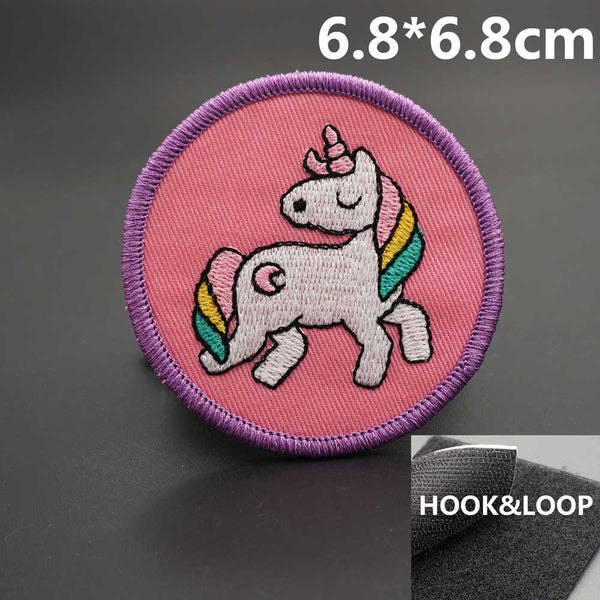 Unicorn 'Snobbing | Round' Embroidered Velcro Patch