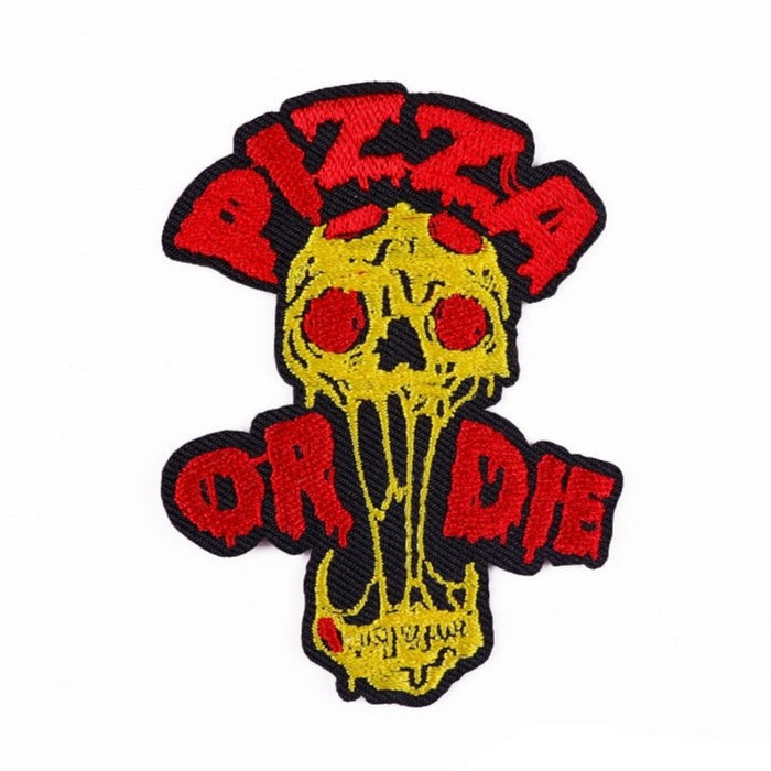 Pepperoni Skull 'Pizza Or Die' Embroidered Patch