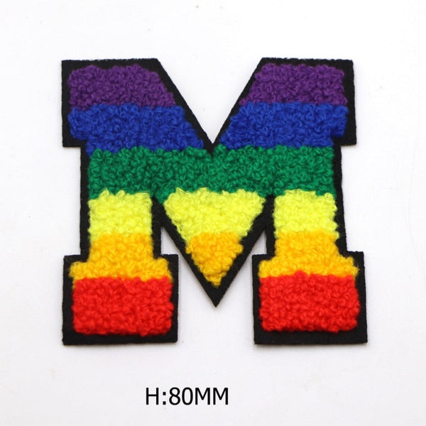 Rainbow Chenille 'Letter M' Embroidered Patch