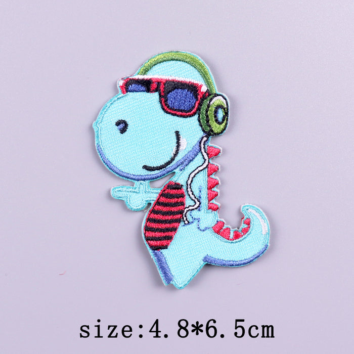 Cute 'Cool Dinosaur | Music Lover' Embroidered Velcro Patch